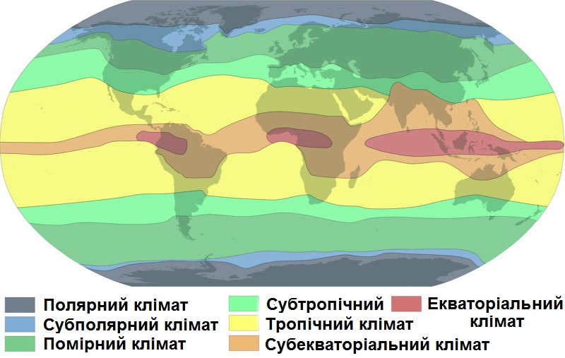 карта климатических поясов